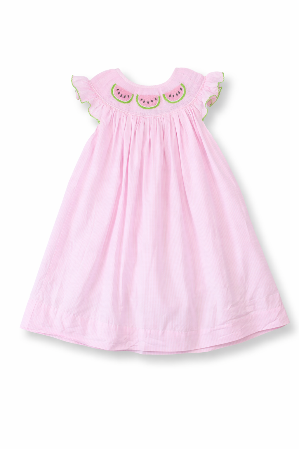 Pink Gingham Smocked Watermelon Dress