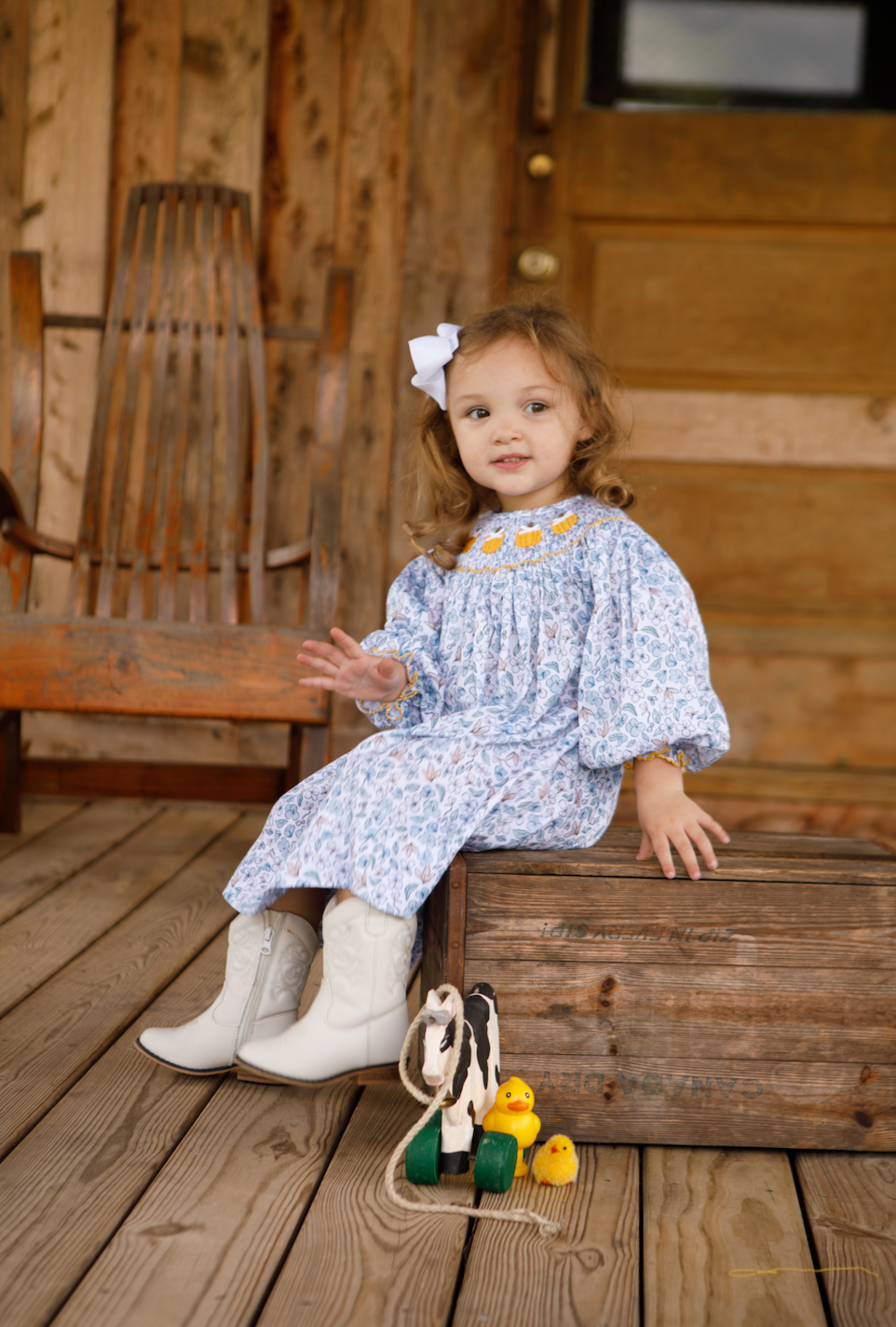PRE-ORDER Blue Harvest Pumpkin Smocked Dress