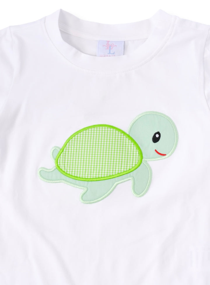 Boys Turtle Applique Smocked Short Set