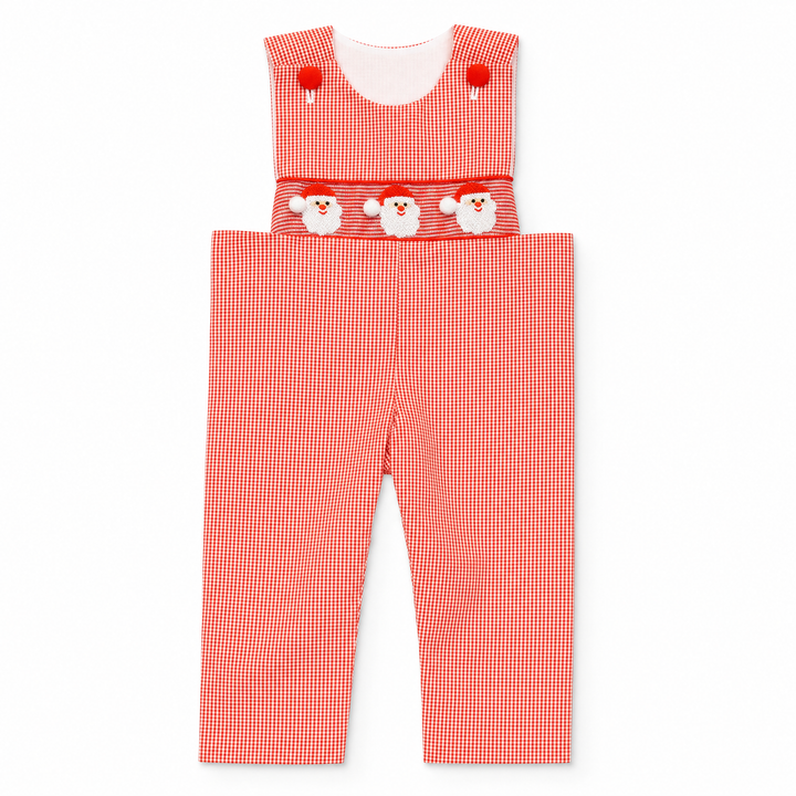 Red Gingham Santa Smocked Longall