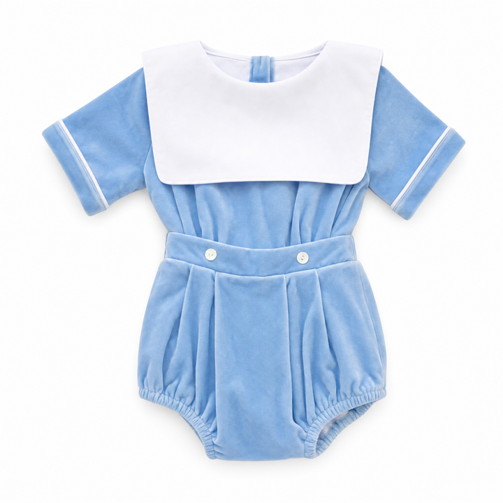 Boys Blue Velvet Christmas Short Set