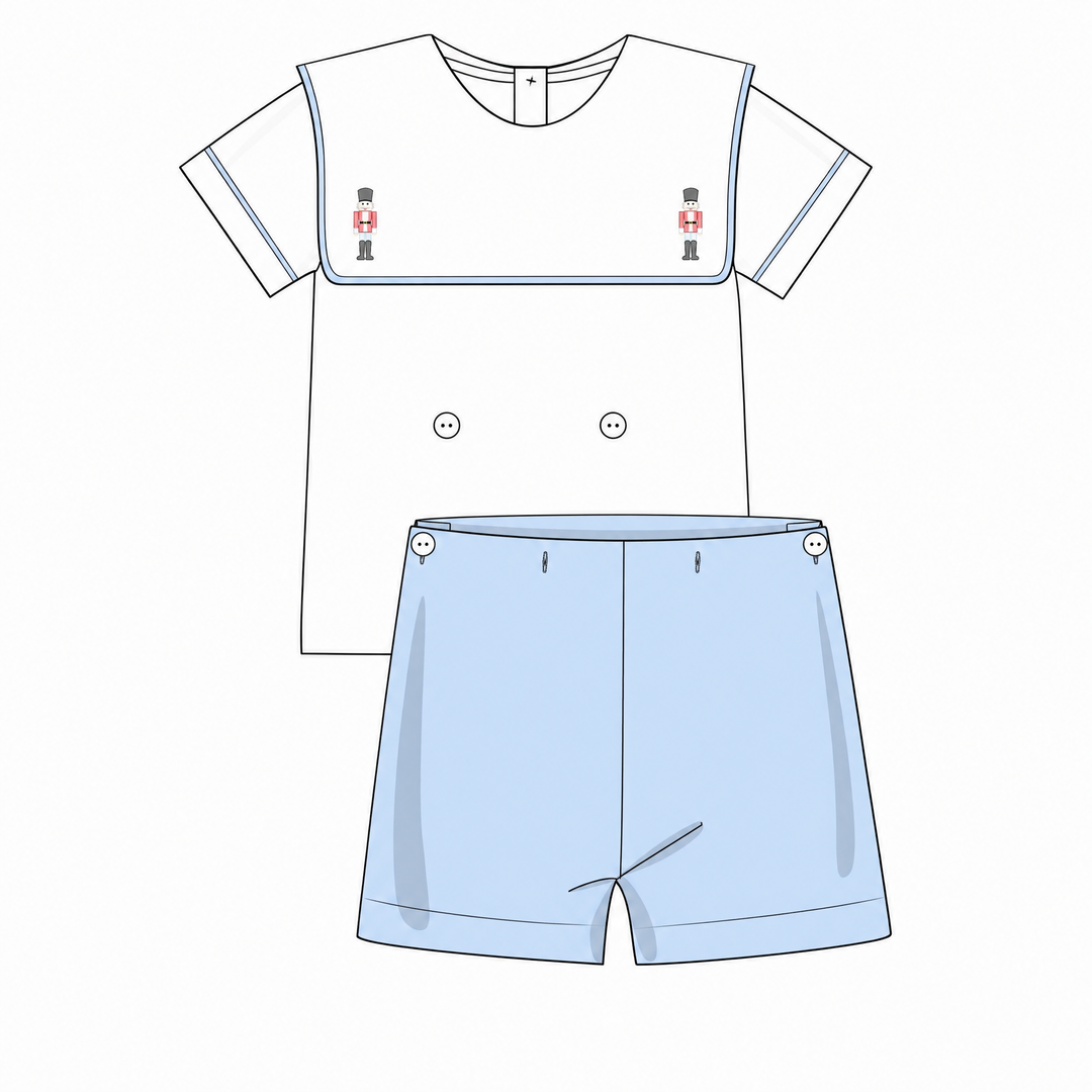 Holiday Soldier Short Set in Blue