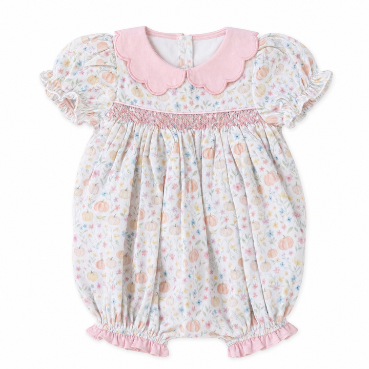 Millie Floral Pumpkin Smocked Bubble