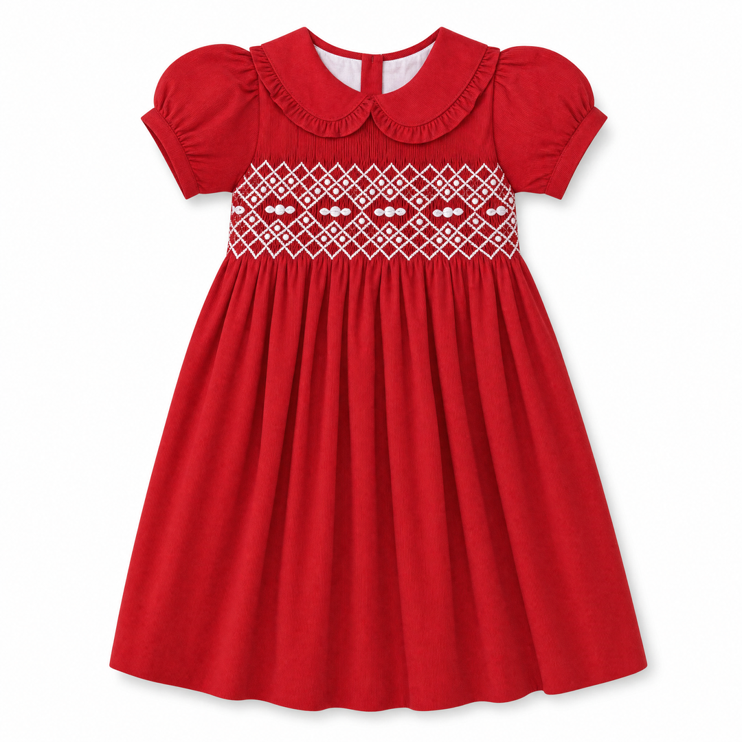 Frances Smocked Dress in Red