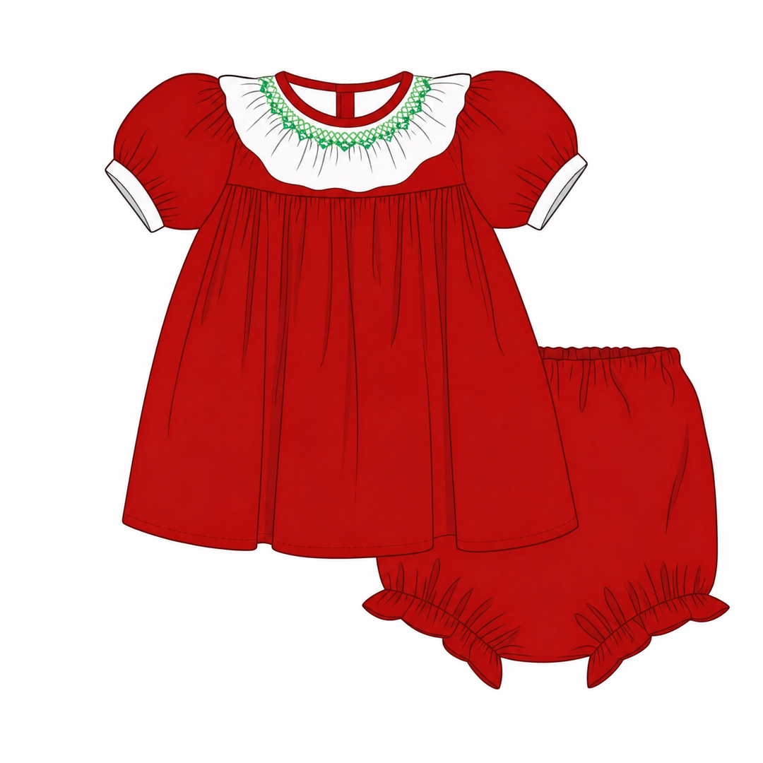Merry and Bright Smocked Diaper Set