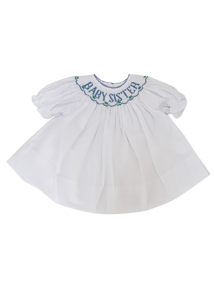 Baby Sister Blue Smocked Dress