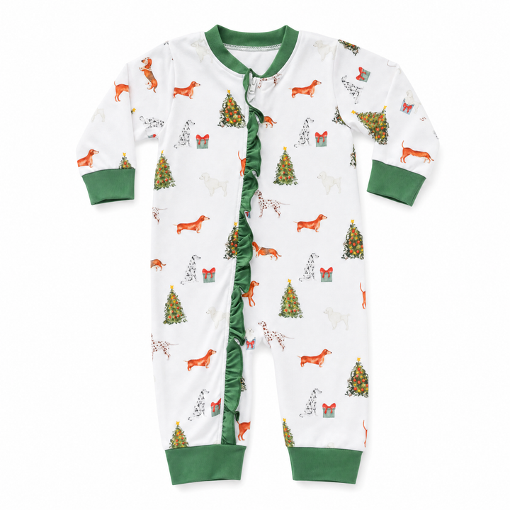 Girls Christmas Puppies Footie