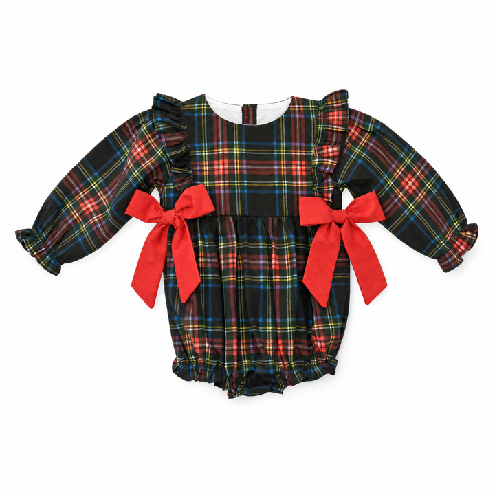 Christmas Tartan Smocked Bubble