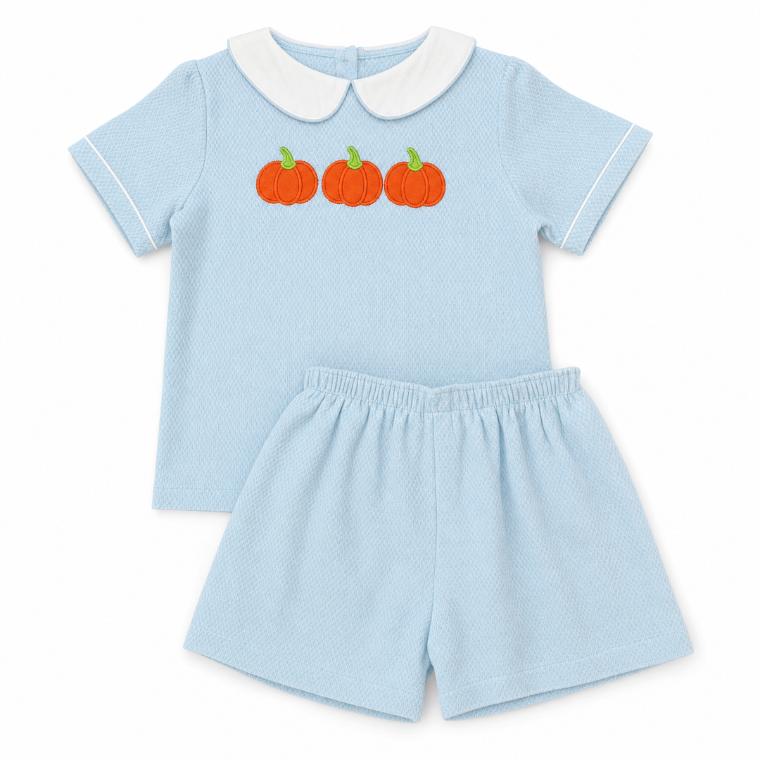 Sullivan Blue Honeycomb Pumpkin Short Set