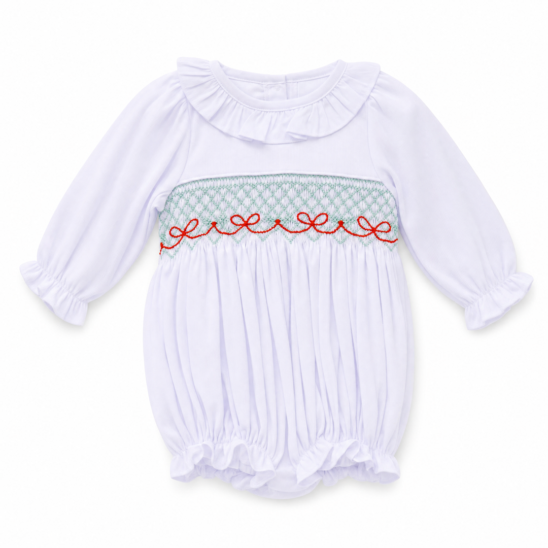 Blakely Smocked Bubble in White