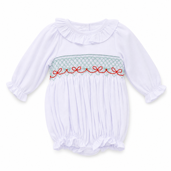 Blakely Smocked Bubble in White