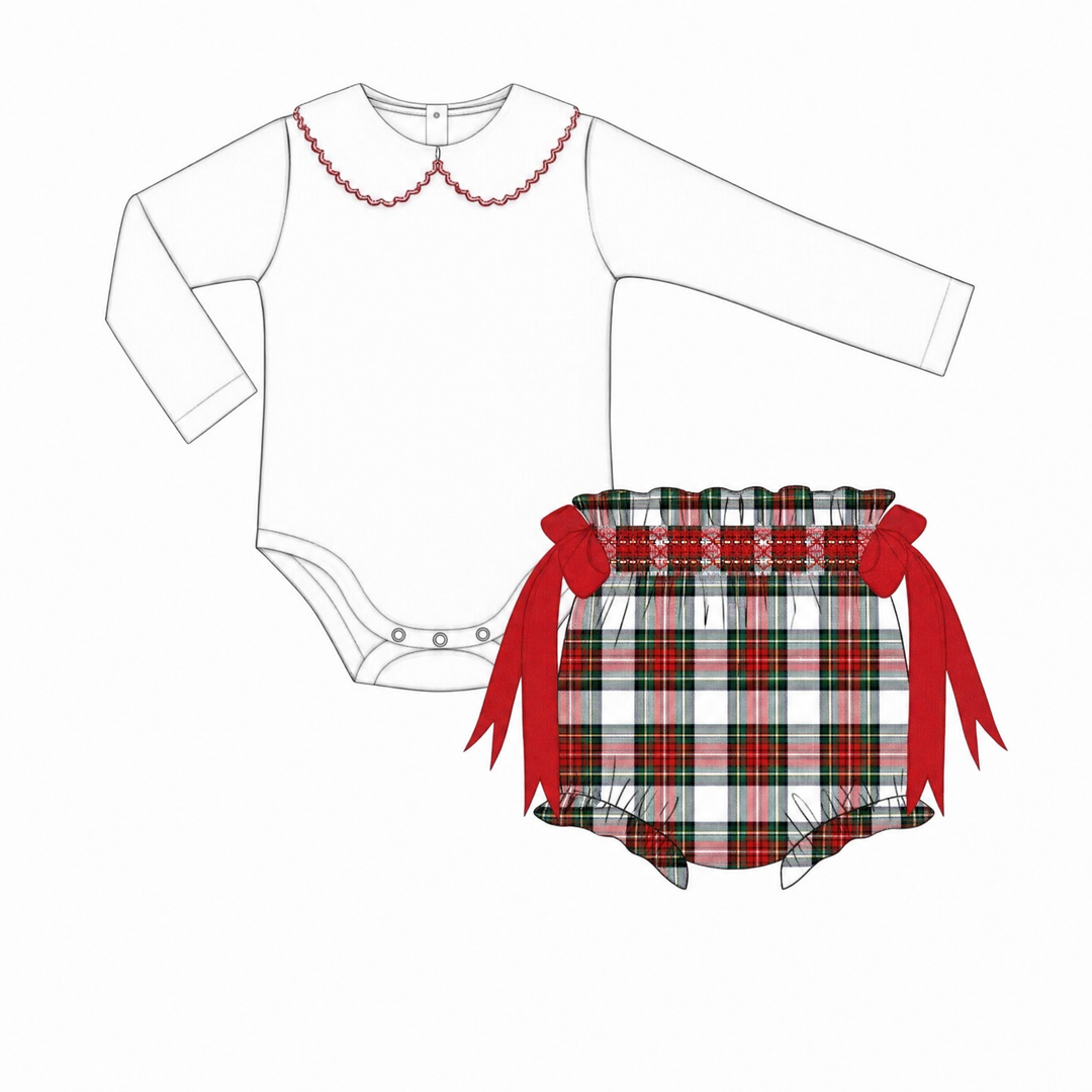 Riley Tartan Girl Diaper Set