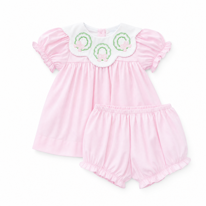 Corrine Wreath Smocked Diaper Set