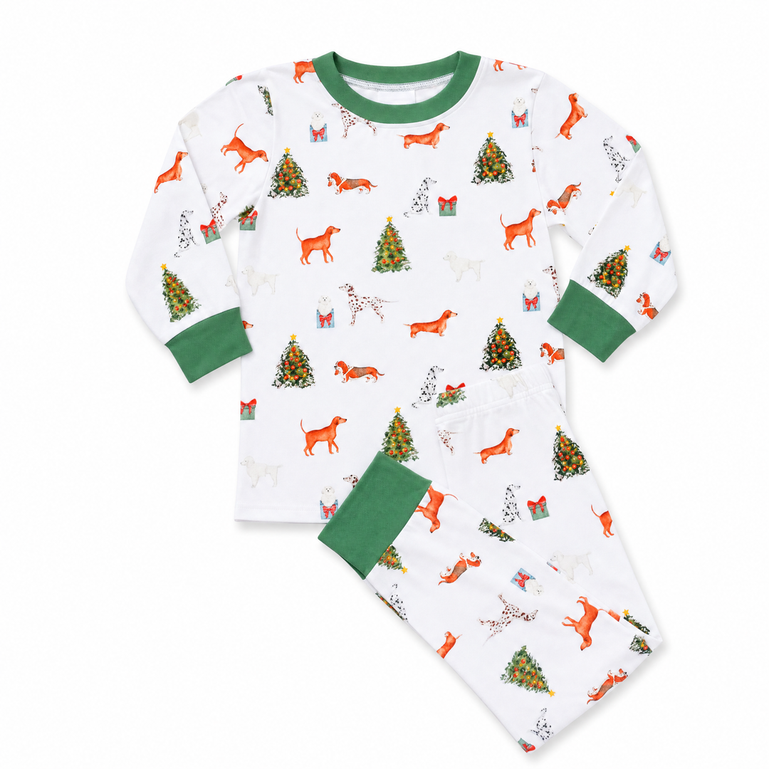 Boys Christmas Puppies Two Piece Pajama Set