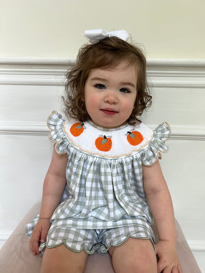 Green Gingham Pumpkin Diaper Set