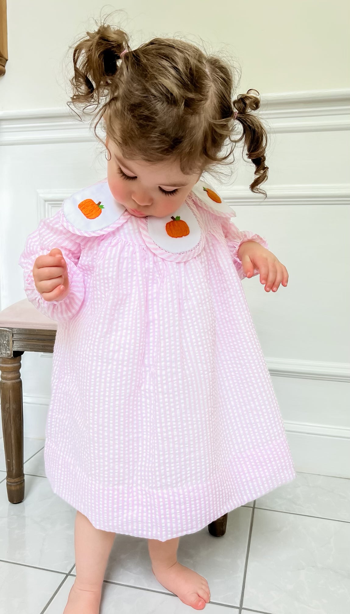 Adeline Pink Pumpkin Collared Dress