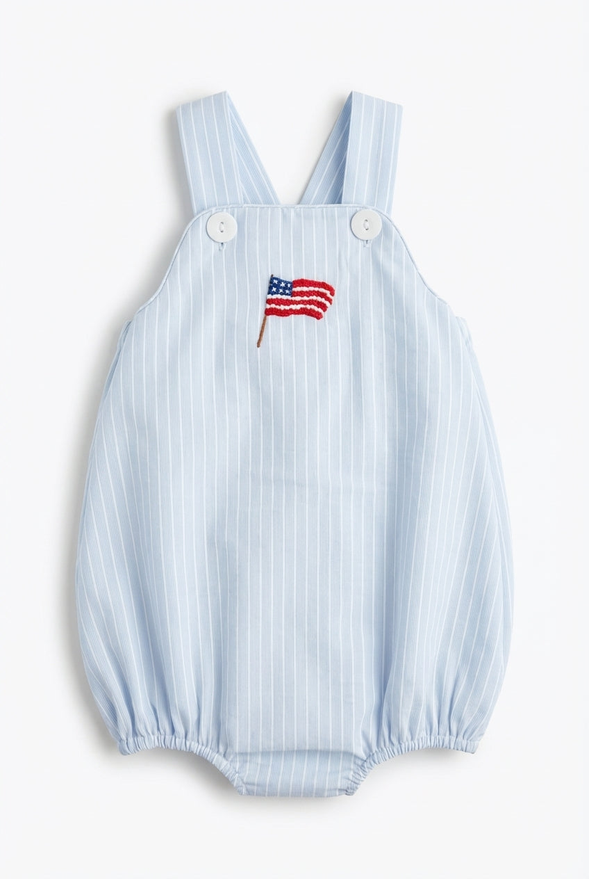 Blue boys bubble with embroidered American flag