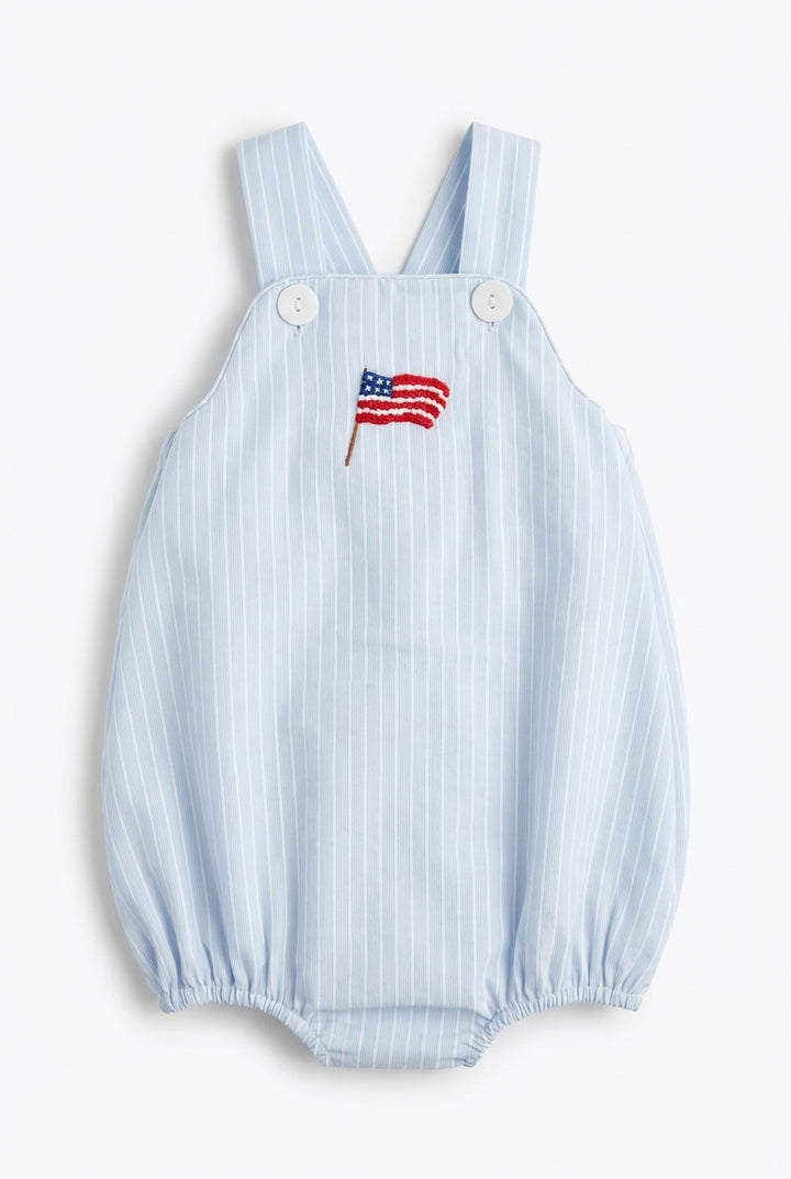 Blue boys bubble with embroidered American flag