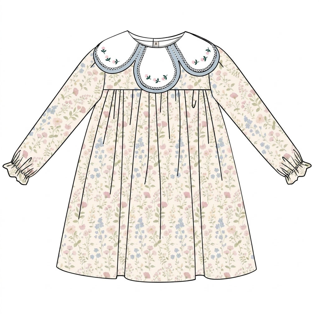 Floral Corduroy Heirloom Dress
