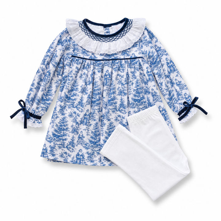 Christmas Toile Smocked Legging Set