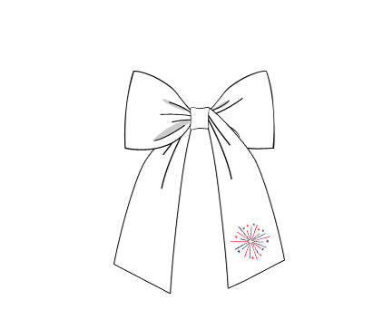 White girls dress with large bow and firework motif