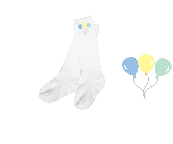 white balloon knee socks for girls