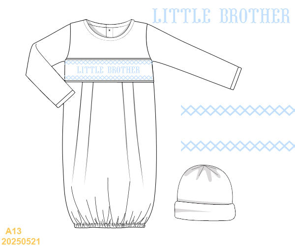 White baby boy smocked gown with matching cap