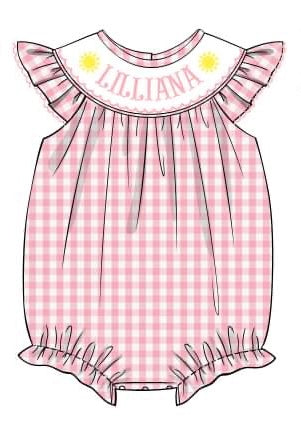 PRE-ORDER Hand Smocked Custom Name Sun Bubble