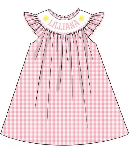 PRE-ORDER Hand Smocked Custom Name Sun Dress