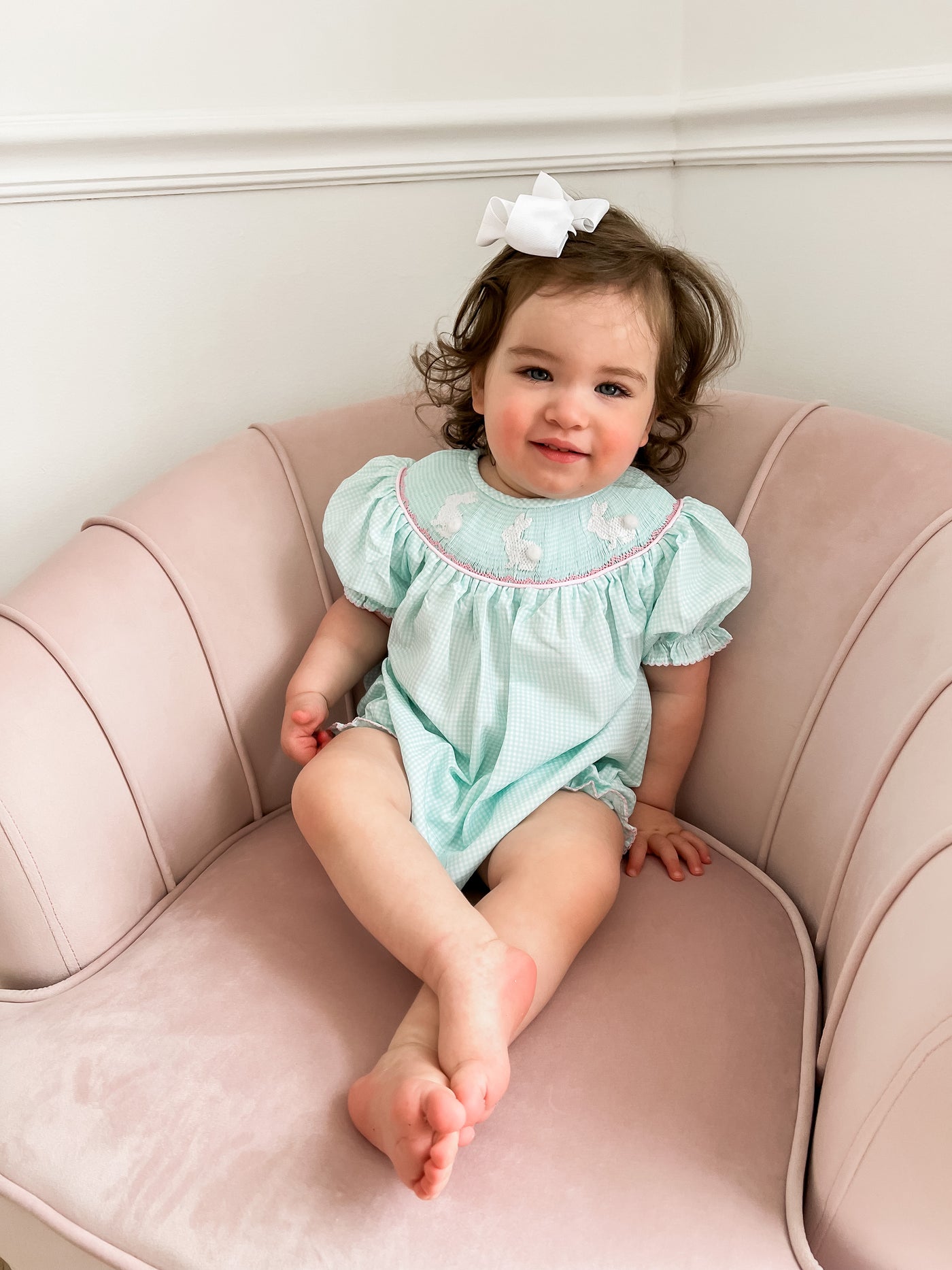 Mint Gingham Bunny Bubble - Shipping Mid March