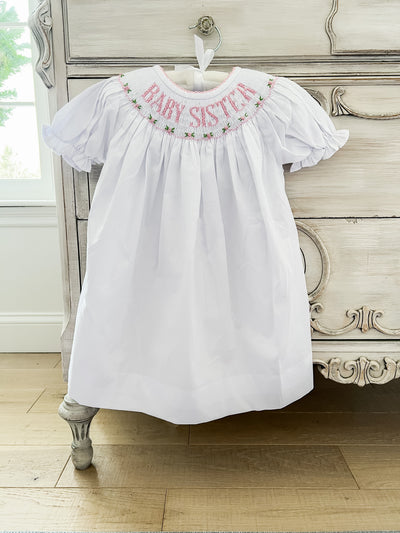Baby Sister Pink Smocked Dress