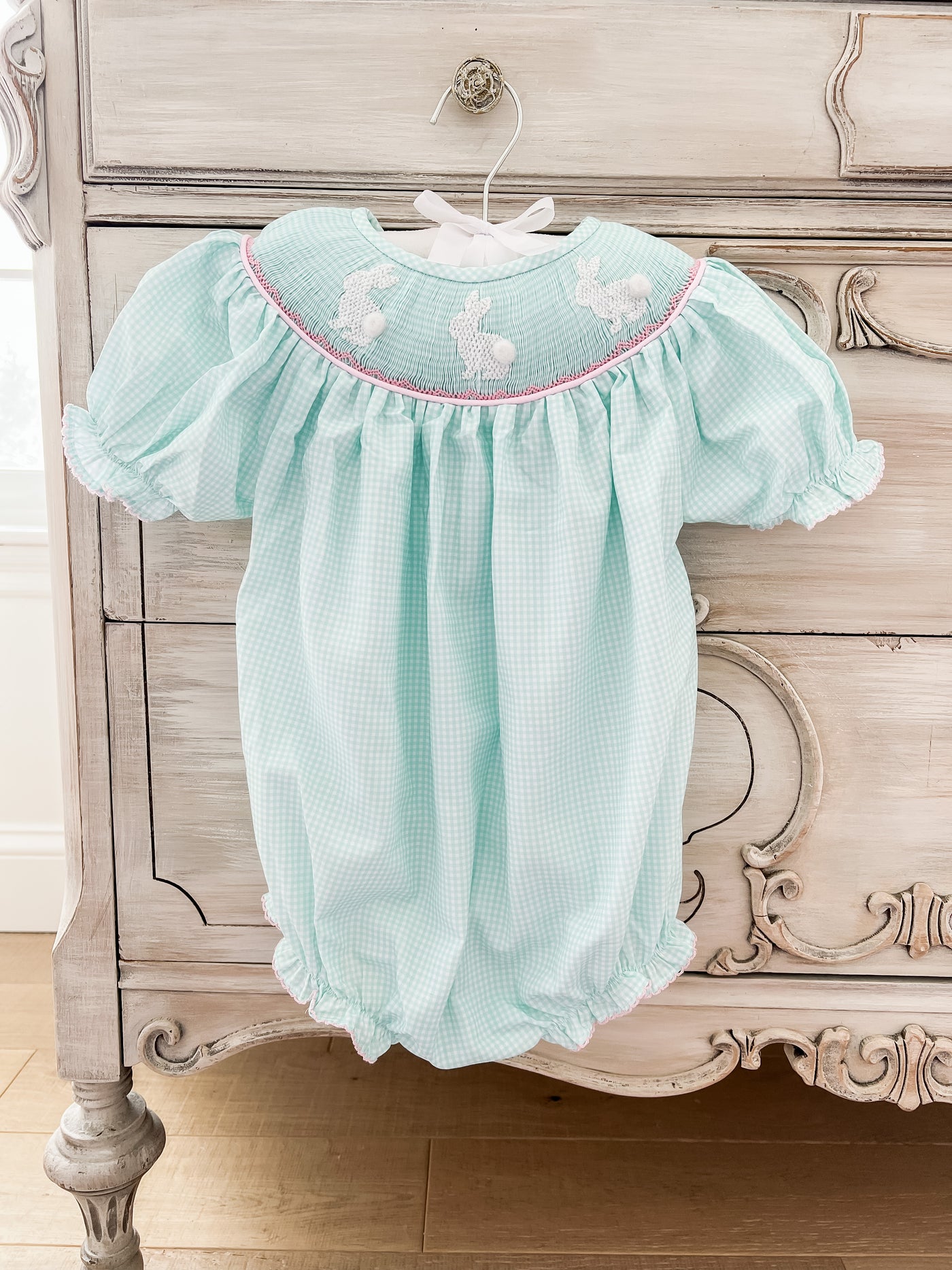 Mint Gingham Bunny Bubble - Shipping Mid March